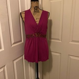Cable & Gauge Purple Sleeveless Top